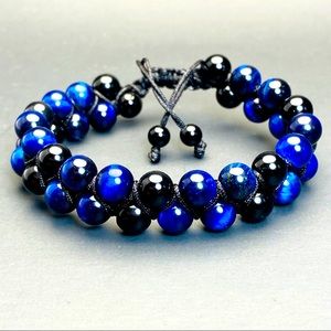 Men’s Blue Tiger Eye onyx Beaded bracelet